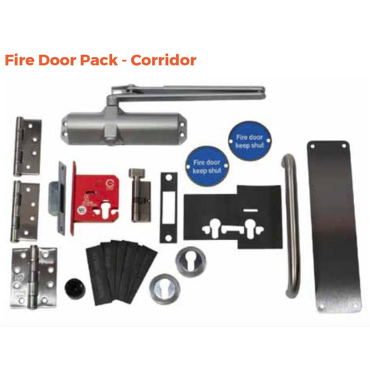 Sparka Satin Stainless Steel Fire Door Pack with Intumescent Lock Protection - All Lock Type 