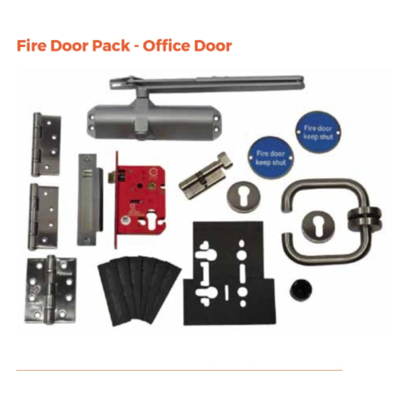 Sparka Satin Stainless Steel Fire Door Pack with Intumescent Lock Protection - All Lock Type 