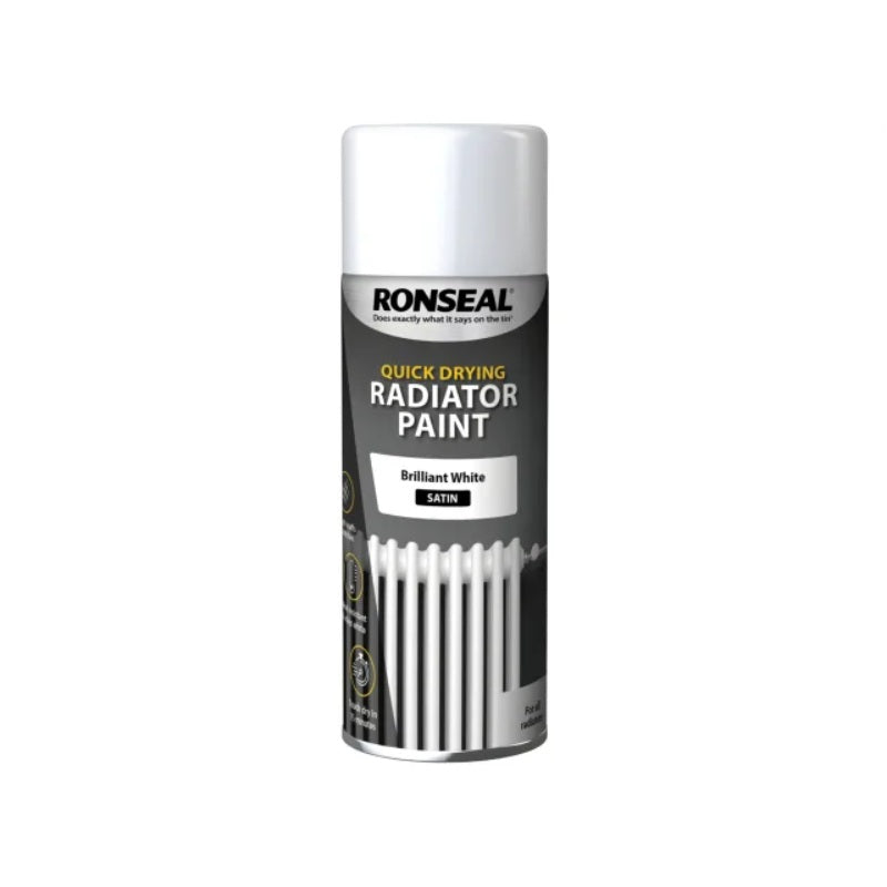 Ronseal One Coat Radiator Spray Paint - Satin White x 400ml