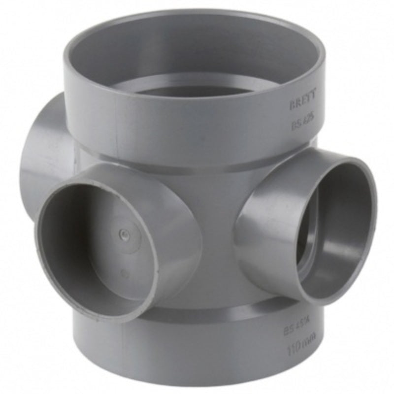 Brett Martin Solvent Soil Double Socket Short Boss Pipe x 110mm - Grey Olive