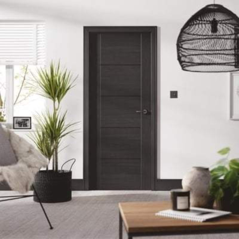 LPD Vancouver Charcoal Black Pre-Finished 5 Panel Interior Fire Door FD30 - 1981mm x 686mm