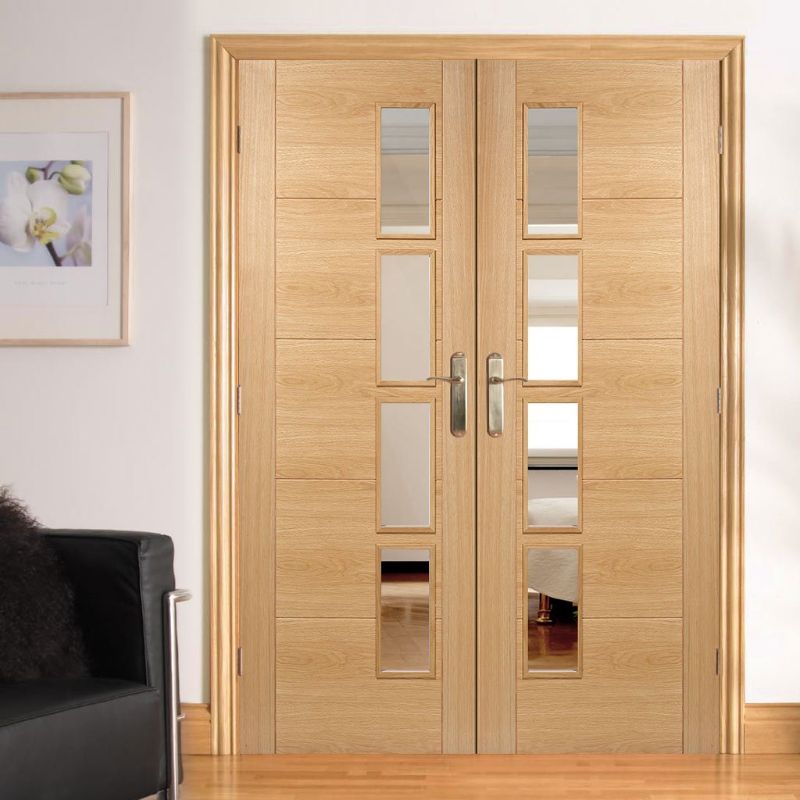 LPD Vancouver Oak Offset Glazed Internal Door 78in x 27in x 35mm (1981 x 686mm)