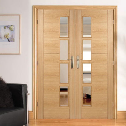 LPD Vancouver Oak Offset Glazed Internal Door 78in x 27in x 35mm (1981 x 686mm)