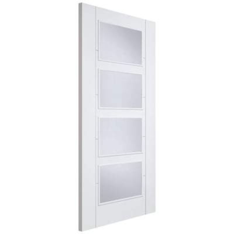 LPD Vancouver White Primed 4 Glazed Clear Light Panels Interior Door - 1981mm x 610mm