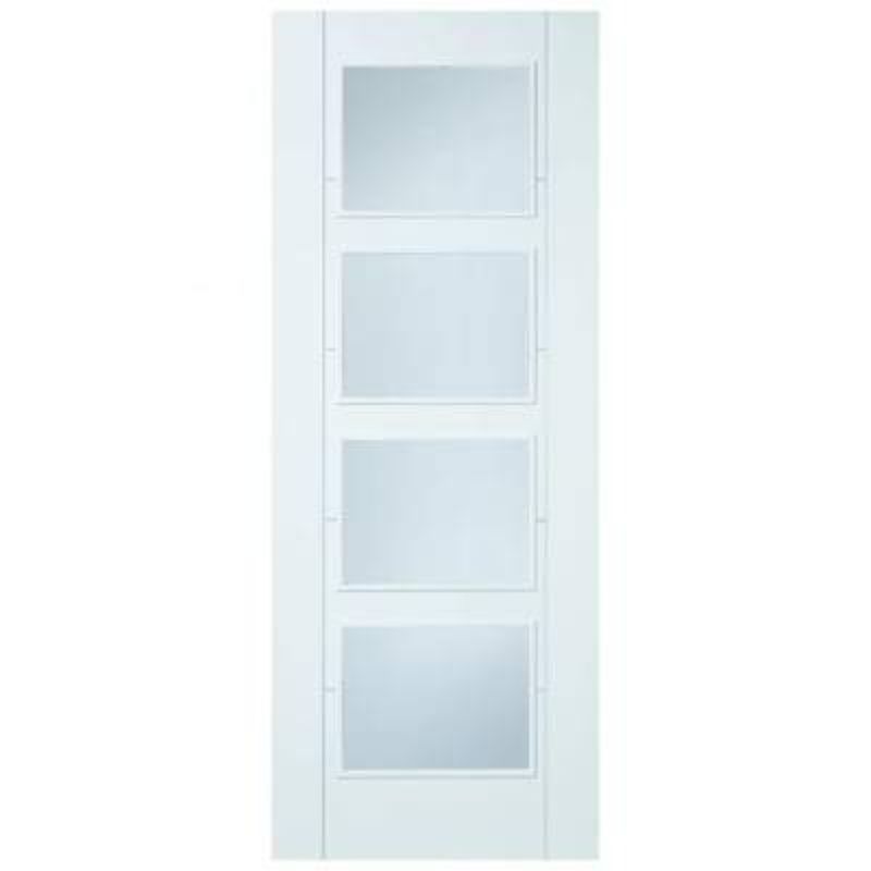 LPD Vancouver White Primed 4 Glazed Clear Light Panels Interior Door - 1981mm x 610mm