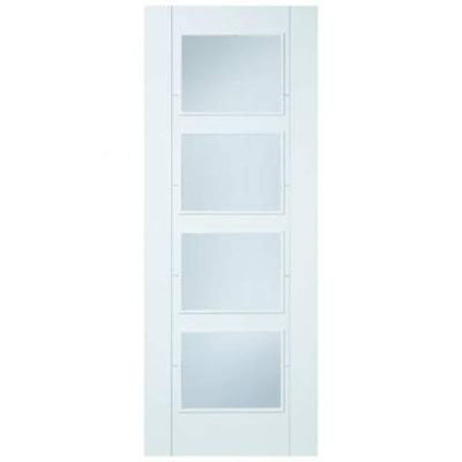 LPD Vancouver White Primed 4 Glazed Clear Light Panels Interior Door - 1981mm x 610mm