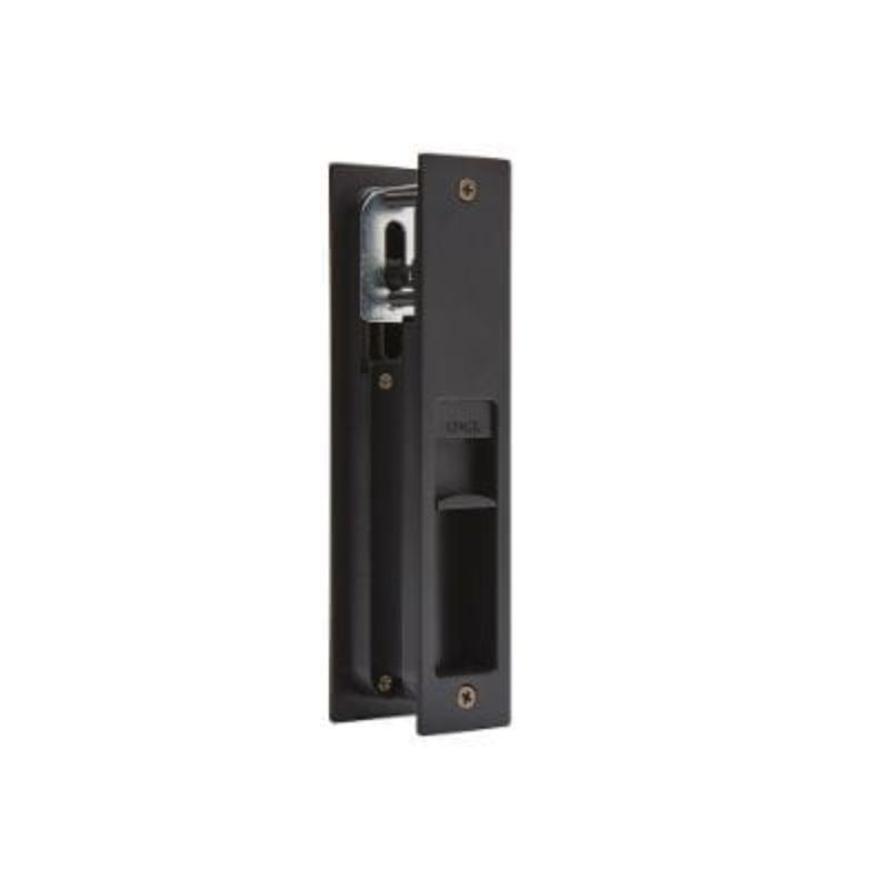 LPD Gemini Matt Black Pocket Door Privacy Sliding Lock - 180mm x 37mm