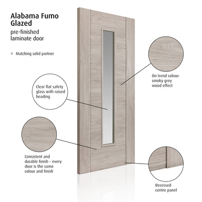 Image for JB Kind Alabama Glazed Fumo Wood Effect Laminate Internal Door