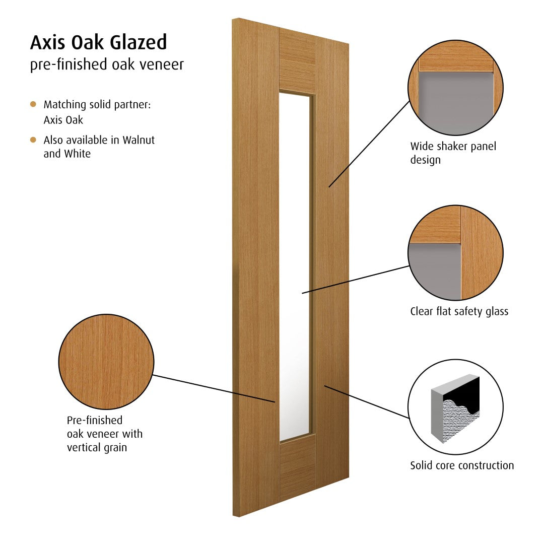 Image for JB Kind Axis Oak Glazed Pre-Finished Internal Door