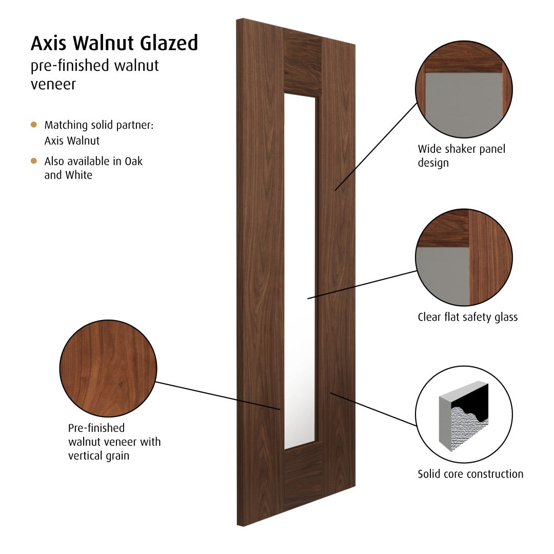 Image for JB Kind Axis Walnut Glazed Pre-Finished Internal Door