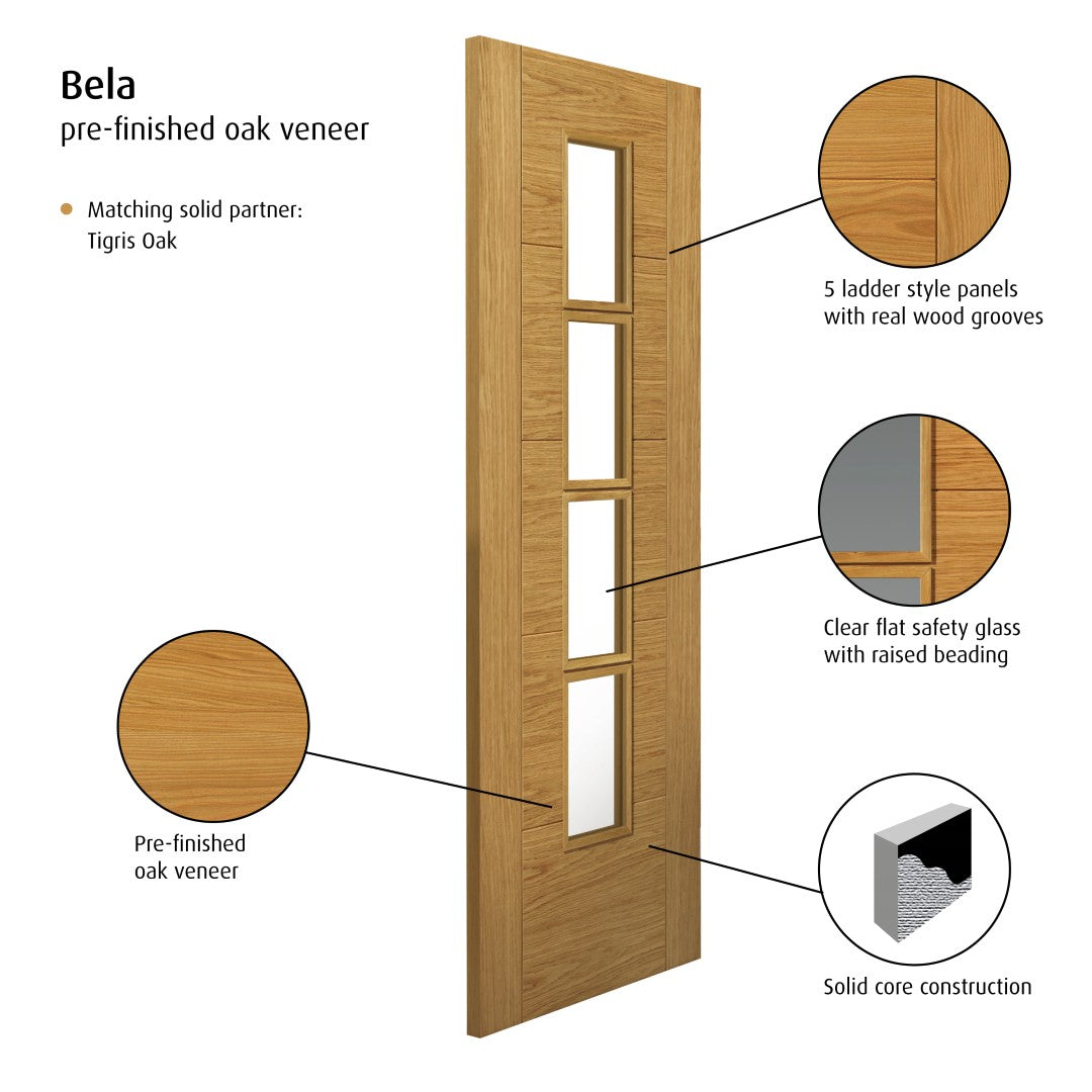 Image for JB Kind Oak Bela Pre-Finished Internal Door