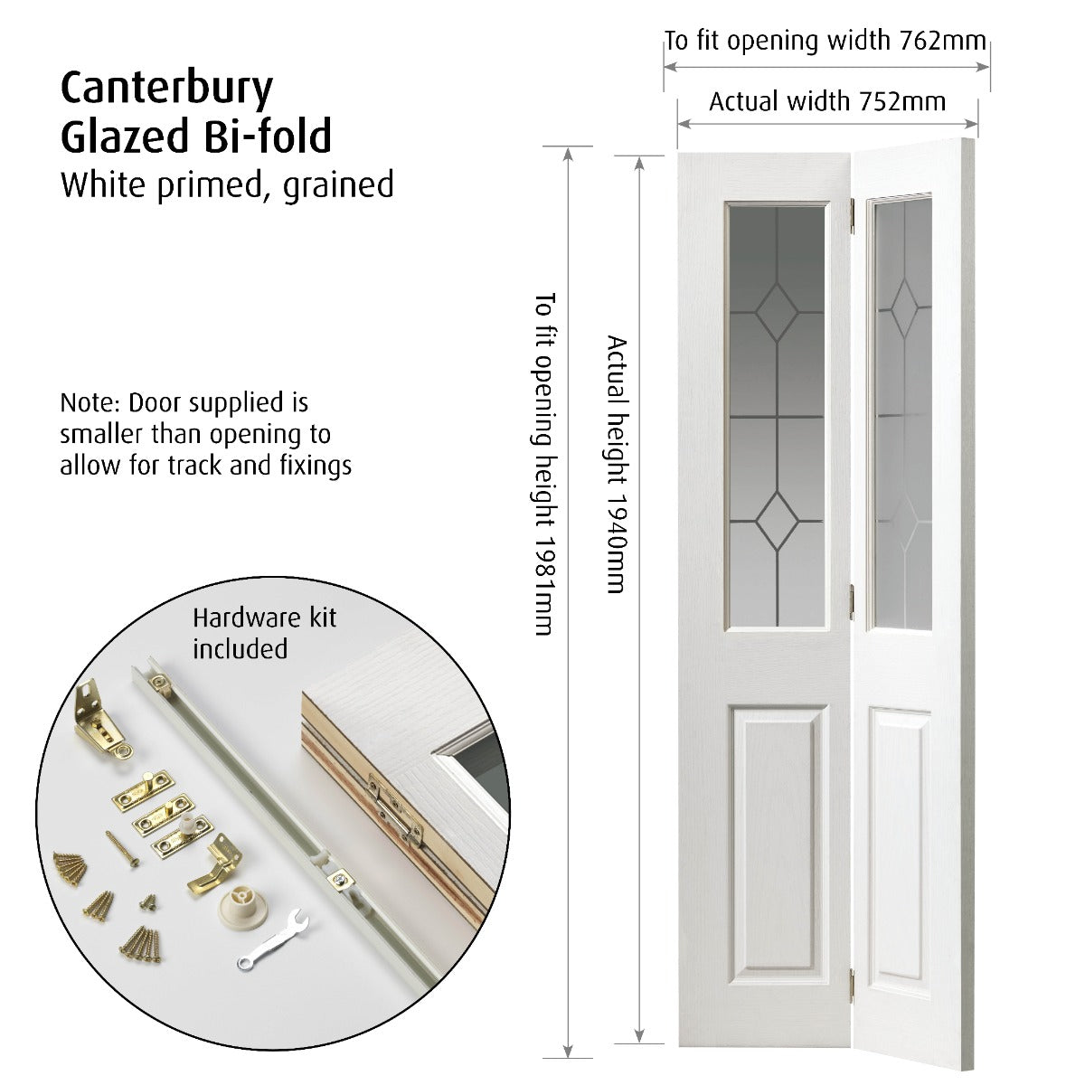 JB Kind Moulded Panel Canterbury Glazed Bi-Fold Door