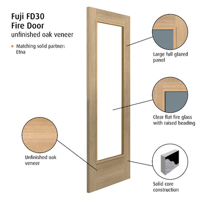 JB Kind Oak Glazed Fuji Internal Fire Door