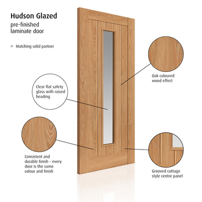 Image for JB Kind Hudson Glazed Oak Effect Laminate Cottage Internal Door