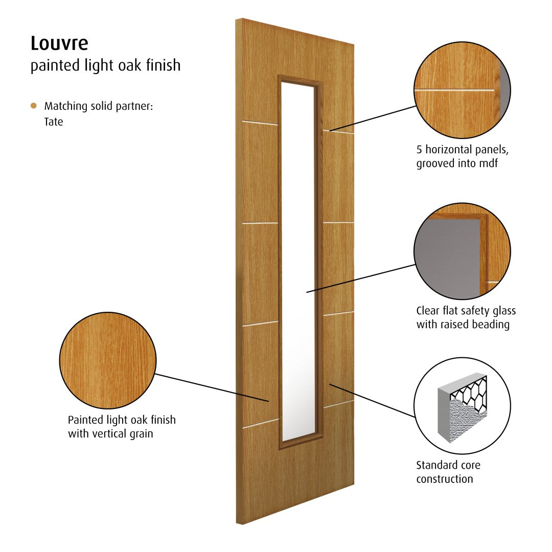 Image for JB Kind Oak Gallery Louvre Glazed Internal Door Pre Finished