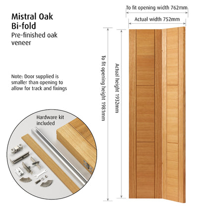 JB Kind Mistral Oak Bi-Fold Pre-Finished Internal Door