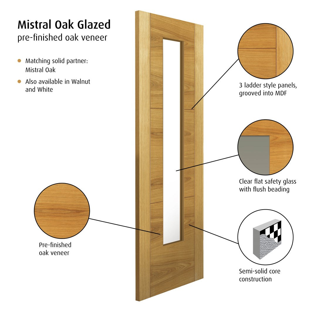 Image for JB Kind Mistral Oak Glazed Pre-Finished Internal Door