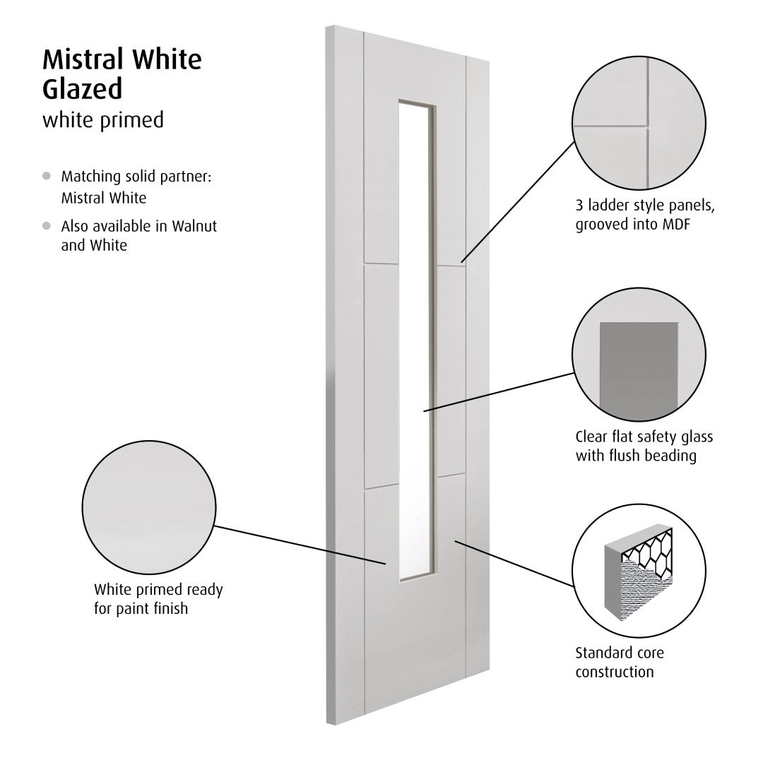 Image for JB Kind Mistral White Primed Glazed Internal Door