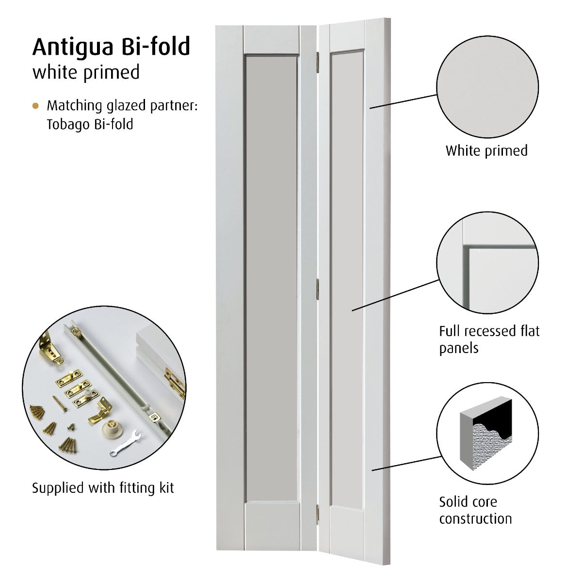 JB Kind Antigua White Bi-Fold Door