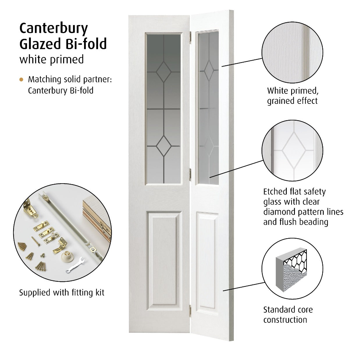 JB Kind Moulded Panel Canterbury Glazed Bi-Fold Door