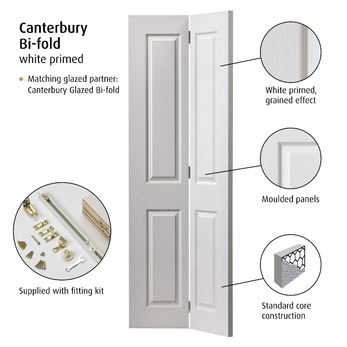 JB Kind Moulded Panel Canterbury Bi-Fold Door