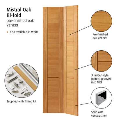 JB Kind Mistral Oak Bi-Fold Pre-Finished Internal Door