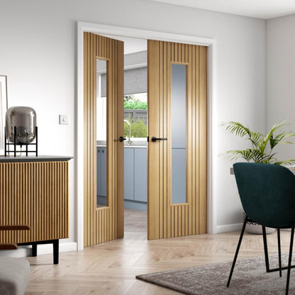 Aria Oak Pre-Finished Glazed Internal Door - All Sizes