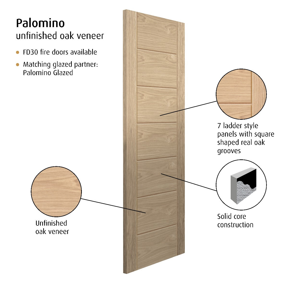 JB Kind Palomino Oak Internal Fire Door