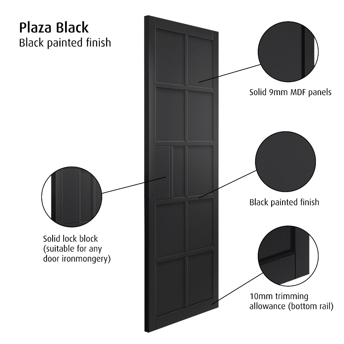 JB Kind Plaza Black Internal Door