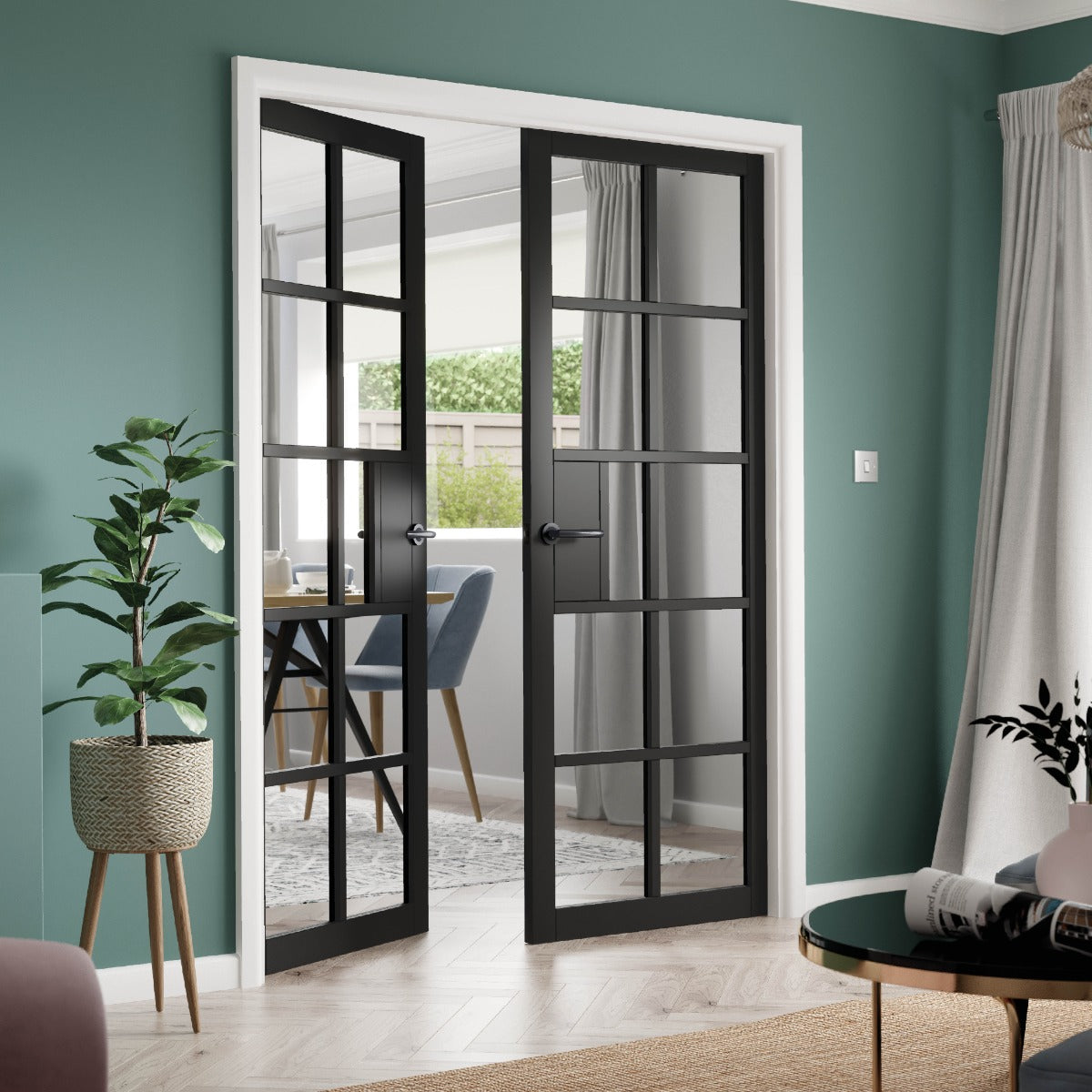 JB Kind Plaza Black Clear Glass Internal Door