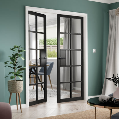 JB Kind Plaza Black Clear Glass Internal Door