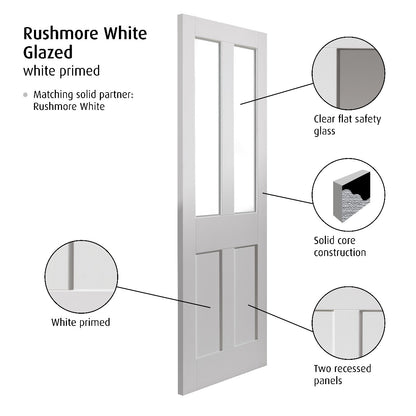 JB Kind Rushmore Internal Glazed White Primed Door