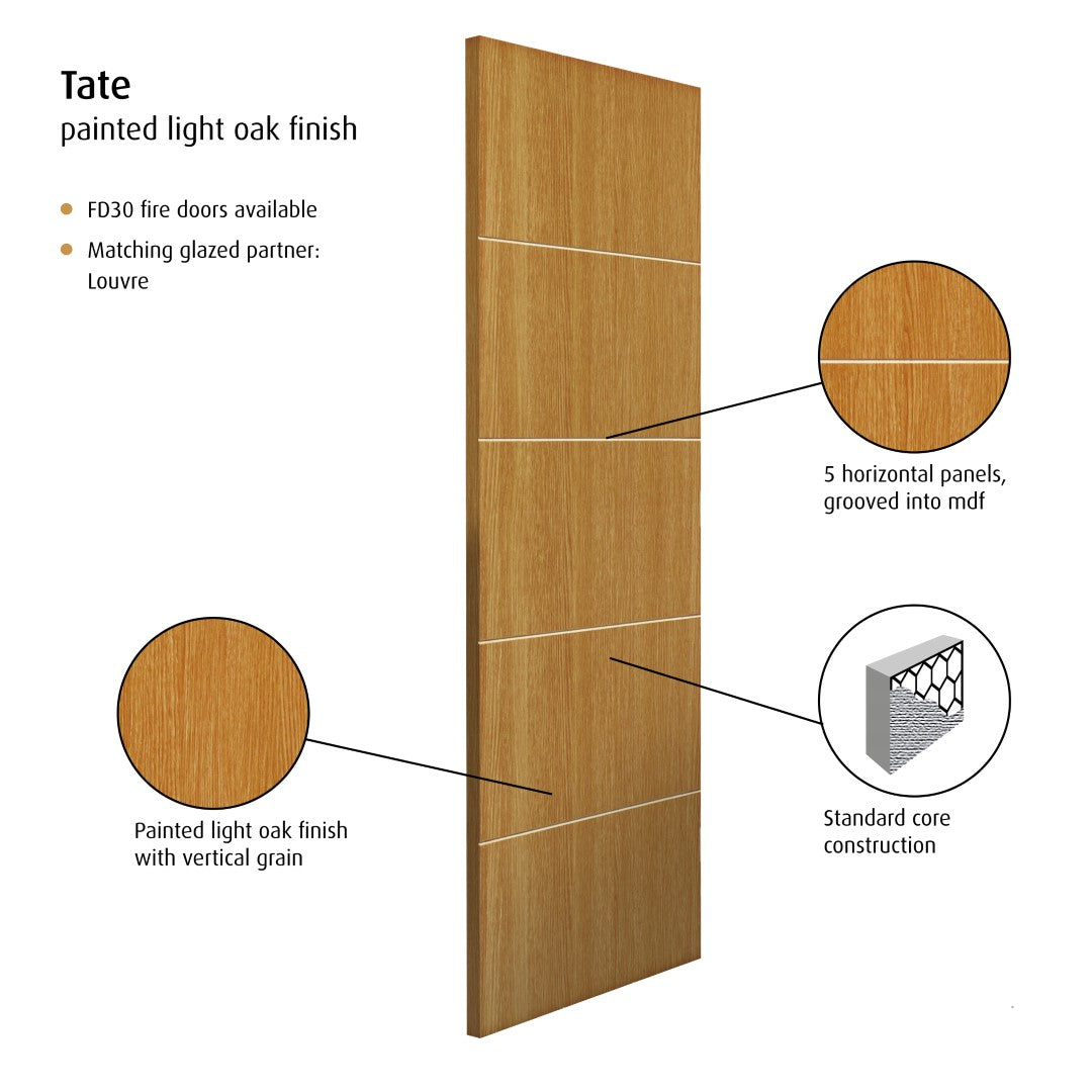 Image for JB Kind Oak Gallery Tate Internal Door Pre Finished