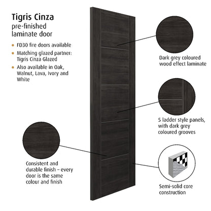 JB Kind Dark Grey Tigris Cinza Laminate Internal Door