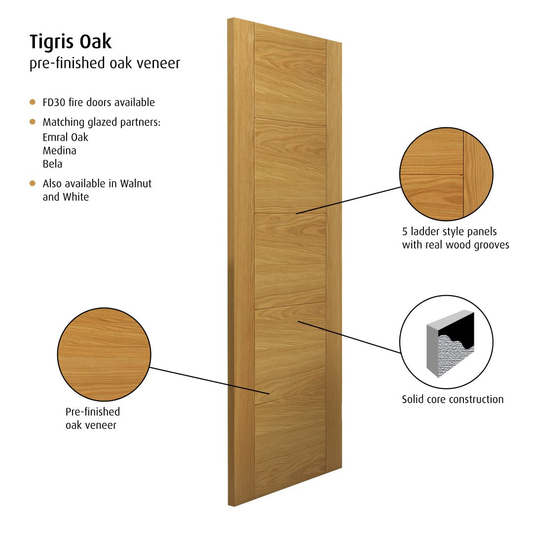 Image for JB Kind Oak Tigris Pre-Finished Internal Door