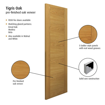 Image for JB Kind Oak Tigris Pre-Finished Internal Door