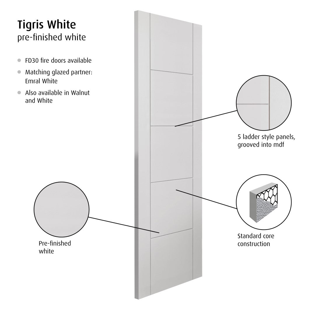 Image for JB Kind Tigris White Pre-Finished Internal Door