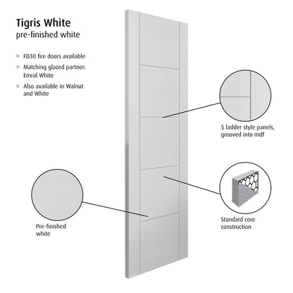 Image for JB Kind Tigris White Pre-Finished Internal Door