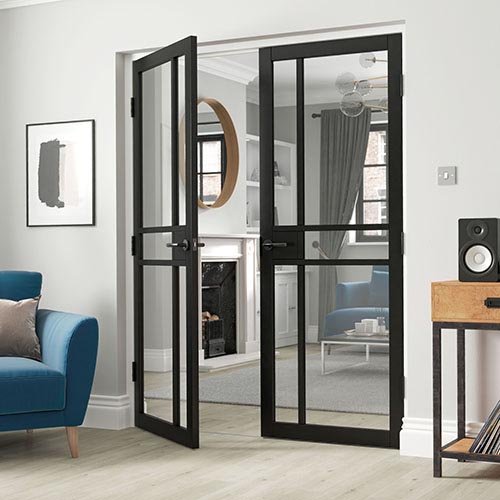 JB Kind City Black Painted Clear Glazed Internal Door