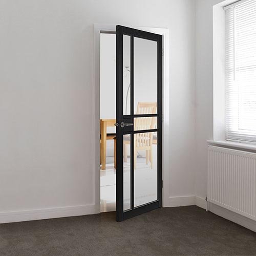 JB Kind City Black Painted Clear Glazed Internal Door