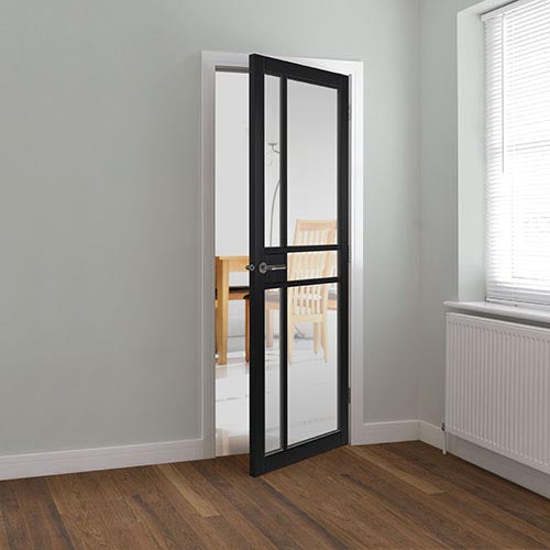 JB Kind City Black Painted Clear Glazed Internal Door