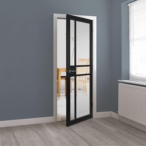 JB Kind City Black Painted Clear Glazed Internal Door