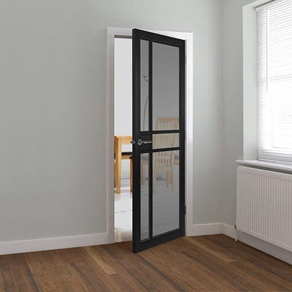 JB Kind City Black Painted Tinted Glass Glazed Internal Door