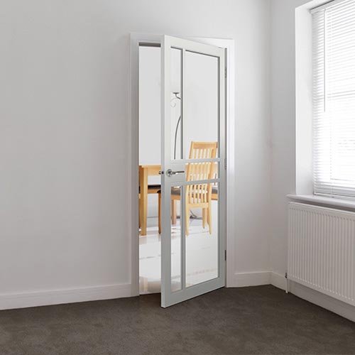 JB Kind City White Painted Clear Glazed Internal Door