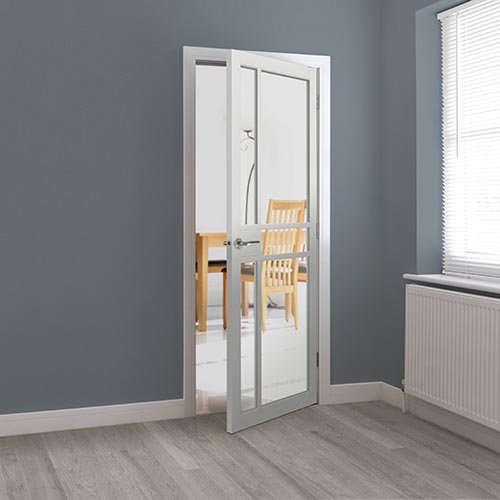 JB Kind City White Painted Clear Glazed Internal Door