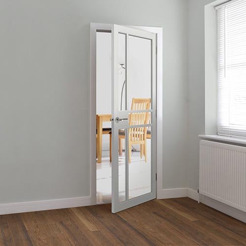 JB Kind City White Painted Clear Glazed Internal Door