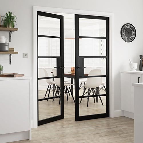 JB Kind Metro Black Painted Clear Glazed Internal Door