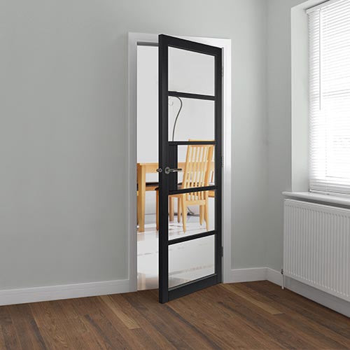 JB Kind Metro Black Painted Clear Glazed Internal Door