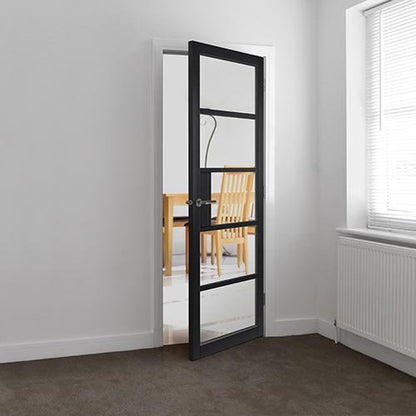 JB Kind Metro Black Painted Clear Glazed Internal Door