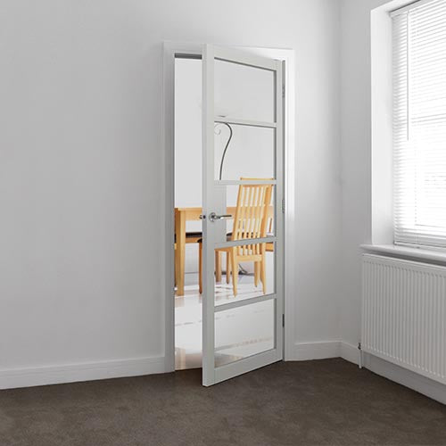 JB Kind Metro White Painted Clear Glazed Internal Door